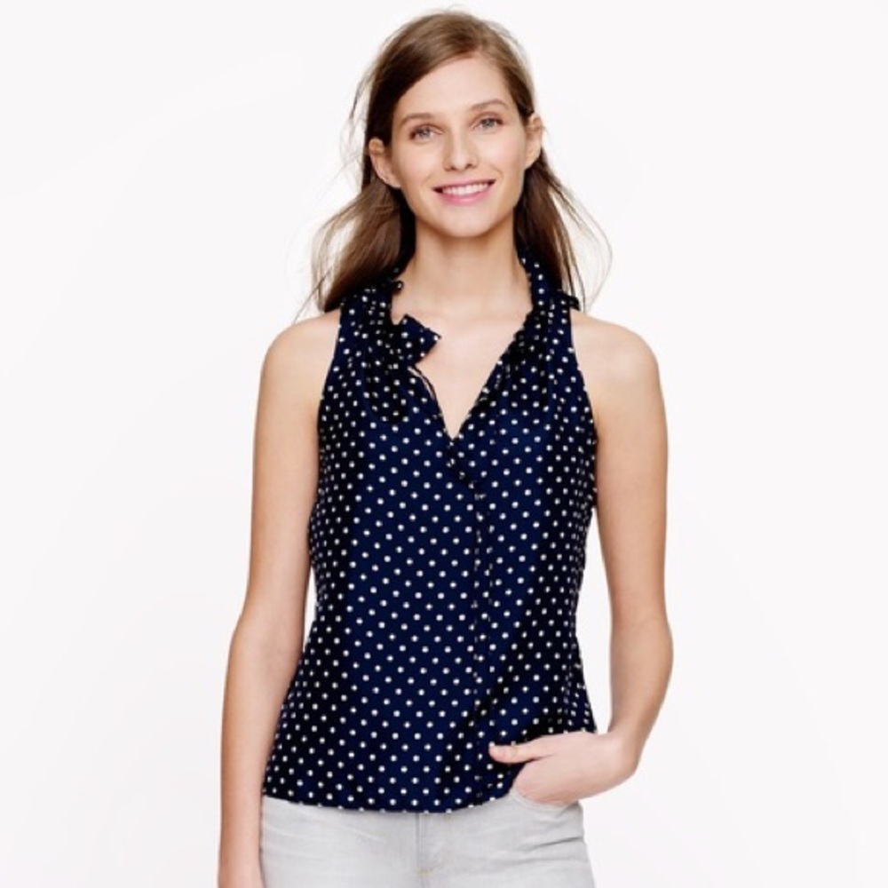 J. Crew Silk Ruffle Polka Dot Blouse